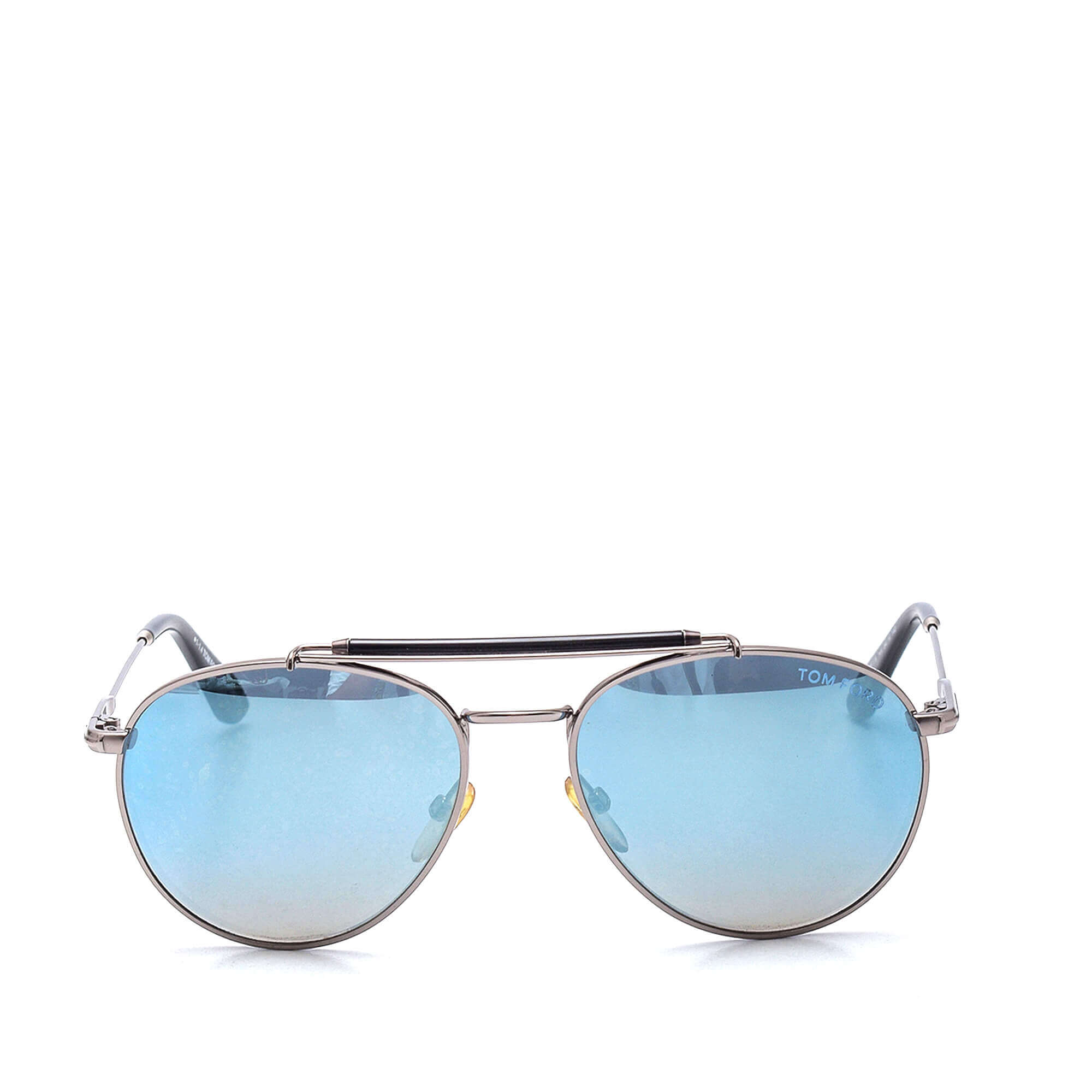 Tom Ford - Blue and Silver Metal Aviator Sunglasses